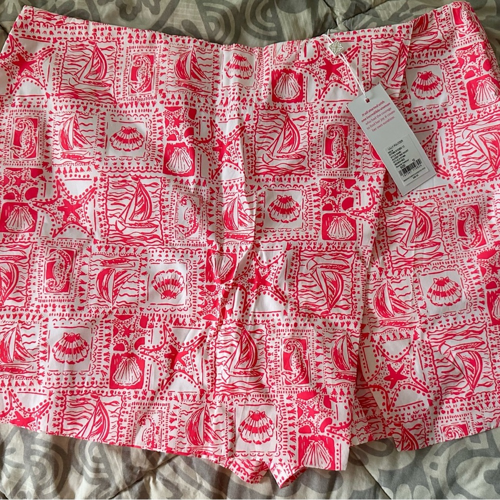 Pink and White Nautical Print Shorts